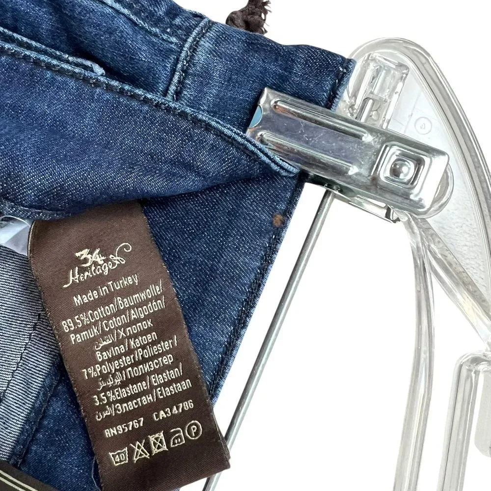 34 Heritage Mens Courage Jeans Straight Fit Mid Rise Zip Fly Blue Sz 28/34*